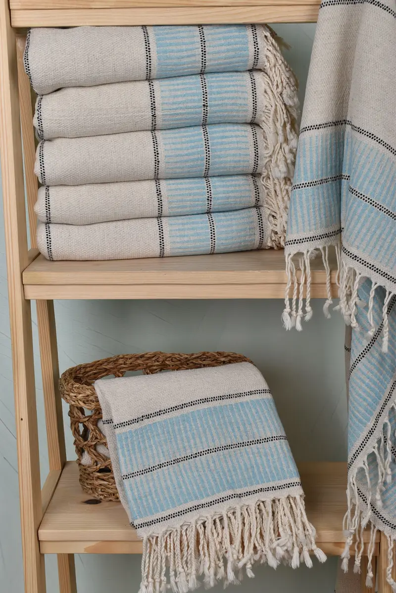 Monogram Towels, Eco-friendly Turkish peshtemal towel, 70x40 Linen Striped Towel, Lightweight towel, Gift Boxes Towel, Hammam towel, Absorbent towel - 3