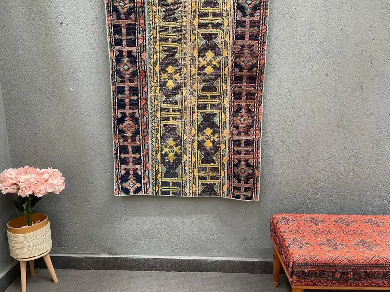 Türkischer Vintage-Teppich 2,9 x 4,5 Fuß, Oushak-roter marokkanischer Wollteppich - 1