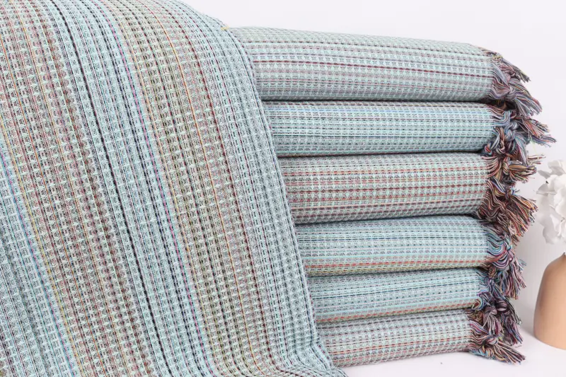 92x88 Cotton Geometric Towel, Decorative Blanket, Woven Throw Blanket, Turkish Cotton Throw Blanket, Monogram Beach Blanket, Tablecloth, Home Gift - 1