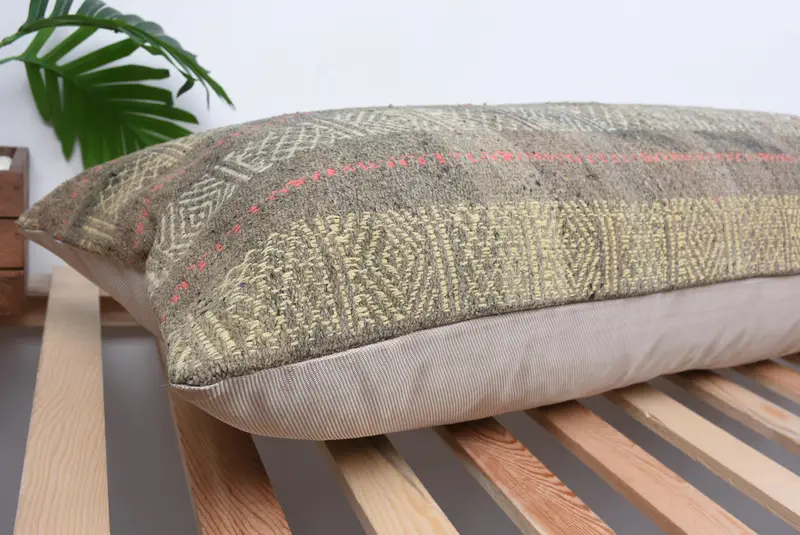 16x48 Brown Cushion Cover, Kilim Pillow Cover, Shabby Chic Cushion Cover, Cushion Case, Turkish Pillow, Pillow for Couch - 6