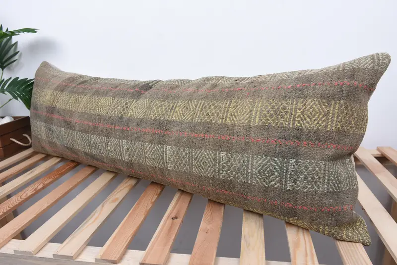 16x48 Brown Cushion Cover, Kilim Pillow Cover, Shabby Chic Cushion Cover, Cushion Case, Turkish Pillow, Pillow for Couch - 5