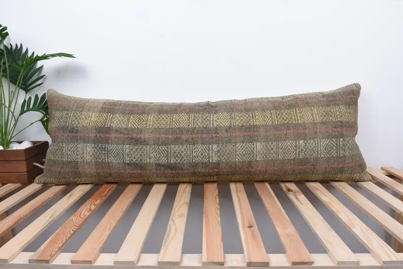 16x48 Brown Cushion Cover, Kilim Pillow Cover, Shabby Chic Cushion Cover, Cushion Case, Turkish Pillow, Pillow for Couch - 1