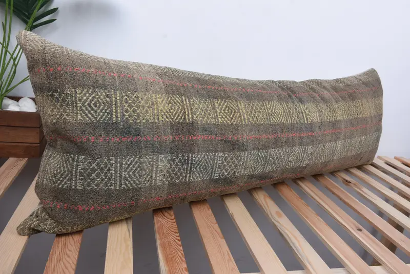 16x48 Brown Cushion Cover, Kilim Pillow Cover, Shabby Chic Cushion Cover, Cushion Case, Turkish Pillow, Pillow for Couch - 4