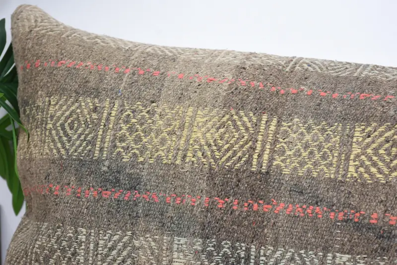 16x48 Brown Cushion Cover, Kilim Pillow Cover, Shabby Chic Cushion Cover, Cushion Case, Turkish Pillow, Pillow for Couch - 2