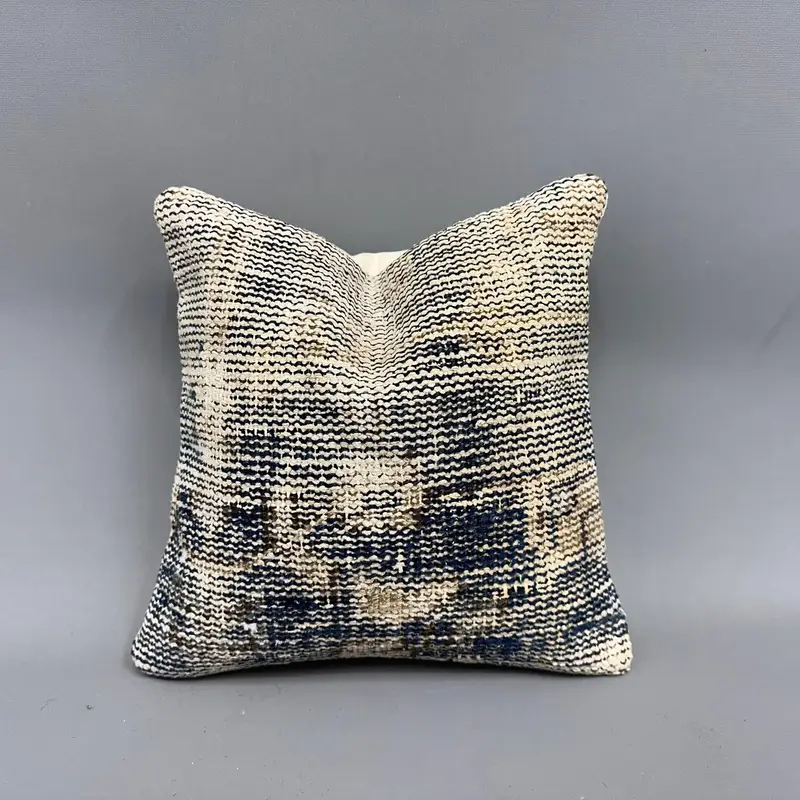 Decorative Pillow Cover, Tribal Cushion Cover, Shabby Chic Pillow, Pillow Case, 12x12 Blue Cushion, Boho Pillow, Turkish Pillow, Kilim Pillow Cover - 1