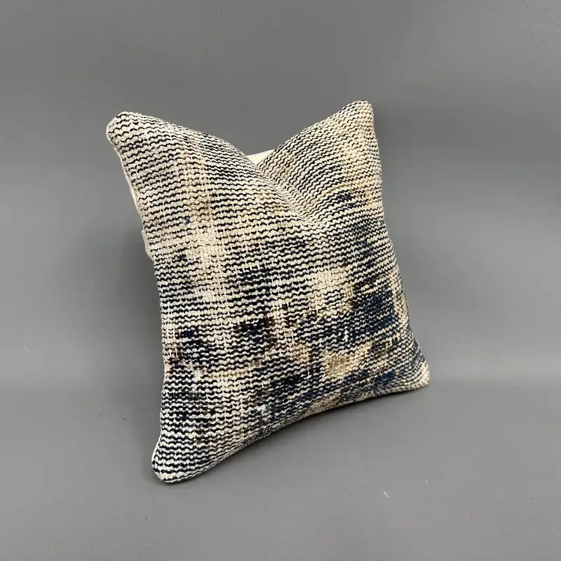 Decorative Pillow Cover, Tribal Cushion Cover, Shabby Chic Pillow, Pillow Case, 12x12 Blue Cushion, Boho Pillow, Turkish Pillow, Kilim Pillow Cover - 2