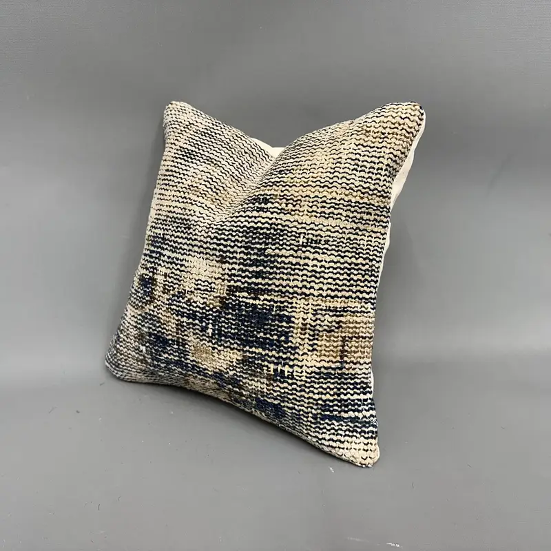 Decorative Pillow Cover, Tribal Cushion Cover, Shabby Chic Pillow, Pillow Case, 12x12 Blue Cushion, Boho Pillow, Turkish Pillow, Kilim Pillow Cover - 3