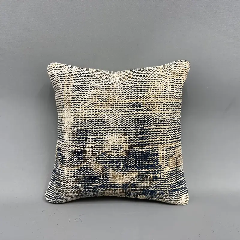 Decorative Pillow Cover, Tribal Cushion Cover, Shabby Chic Pillow, Pillow Case, 12x12 Blue Cushion, Boho Pillow, Turkish Pillow, Kilim Pillow Cover - 4