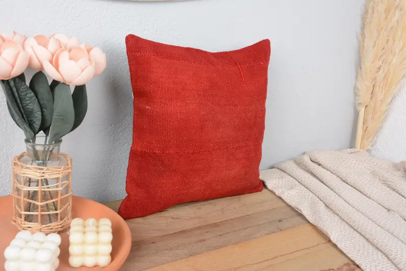 Rotes Southwestern besticktes Wurfkissen, Vintage handgemachtes Kissen