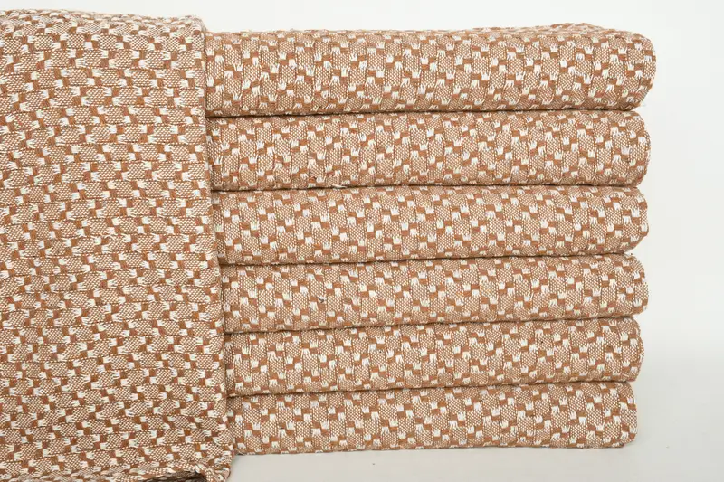 フリンジレスシェブロンハンドタオル、16x36 ブラウンコットンハンドタオル - 1