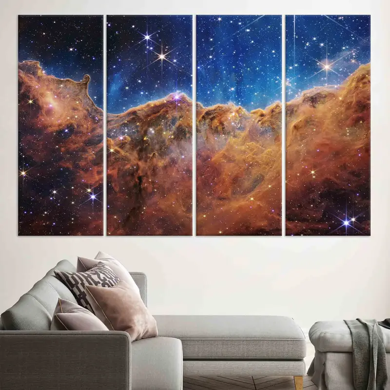 James Webb Space Telescope First Image, Canvas Wall Art, Trendy Wall Art, Carina Nebula, NASA Deep Field Poster, Space Landscape Wall Art, - 3