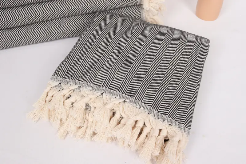 Wedding Gift Customized Blanket, Couch Throw Blanket, Woven Blanket, 84x64 Cotton Chevron Towel, Monogram Blanket, Boho Throw Blankets - 5