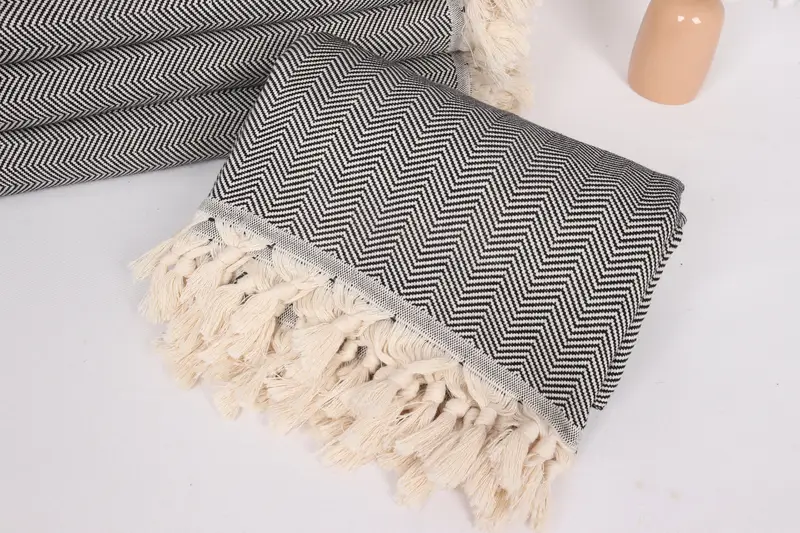 Wedding Gift Customized Blanket, Couch Throw Blanket, Woven Blanket, 84x64 Cotton Chevron Towel, Monogram Blanket, Boho Throw Blankets - 4