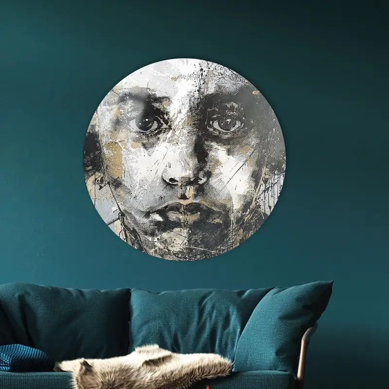 Abstrakter Porträt-Leinwanddruck mit goldenem Gesicht – elegante Wandkunst