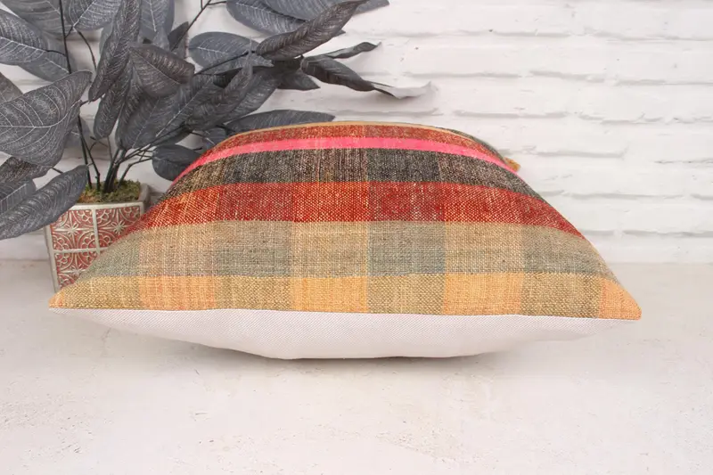 Morroccon Kilim Cushion Pillow, 18x18 Red Pillow, Gift Pillow, Pillow Case, Armchair Pillow Cover, Boho Pillow, Retro Cushion Case, Pillow for Sofa - 5