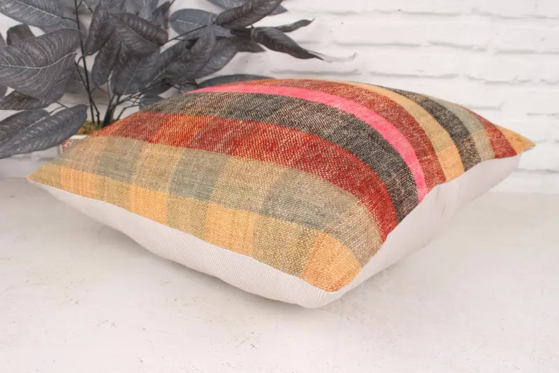 Morroccon Kilim Cushion Pillow, 18x18 Red Pillow, Gift Pillow, Pillow Case, Armchair Pillow Cover, Boho Pillow, Retro Cushion Case, Pillow for Sofa - 6
