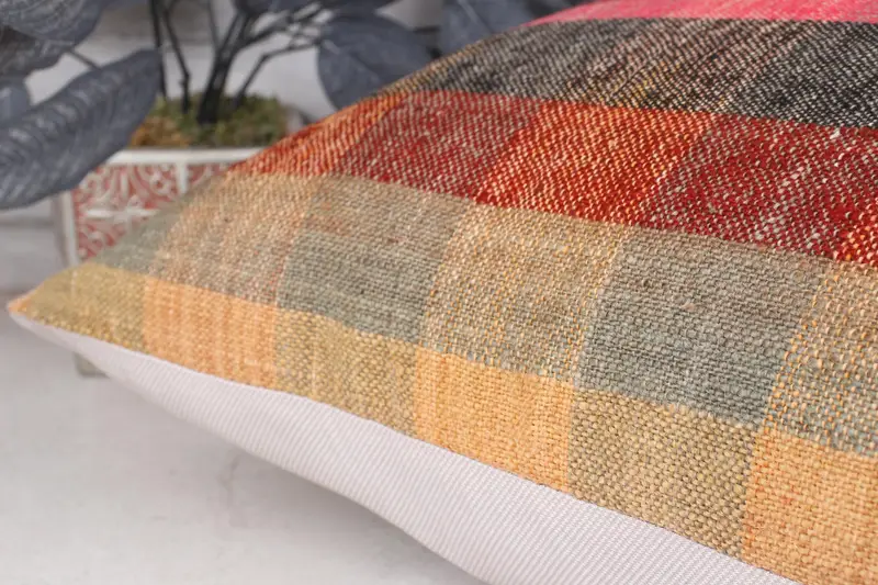 Morroccon Kilim Cushion Pillow, 18x18 Red Pillow, Gift Pillow, Pillow Case, Armchair Pillow Cover, Boho Pillow, Retro Cushion Case, Pillow for Sofa - 7
