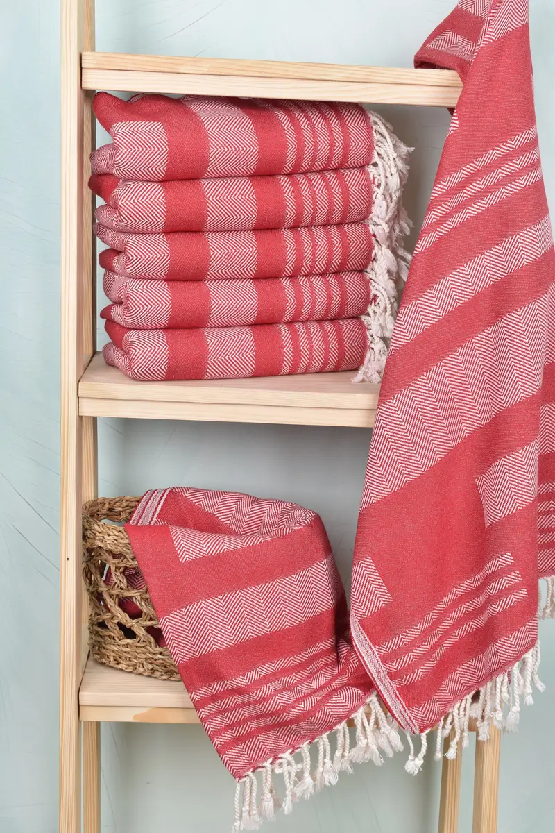 Embroidered Towel, Employee Gifts, 68x38 Cotton Chevron Towel, Luxury towel, Traditional Turkish peshtemal for hammam, Personalized Gift - 3