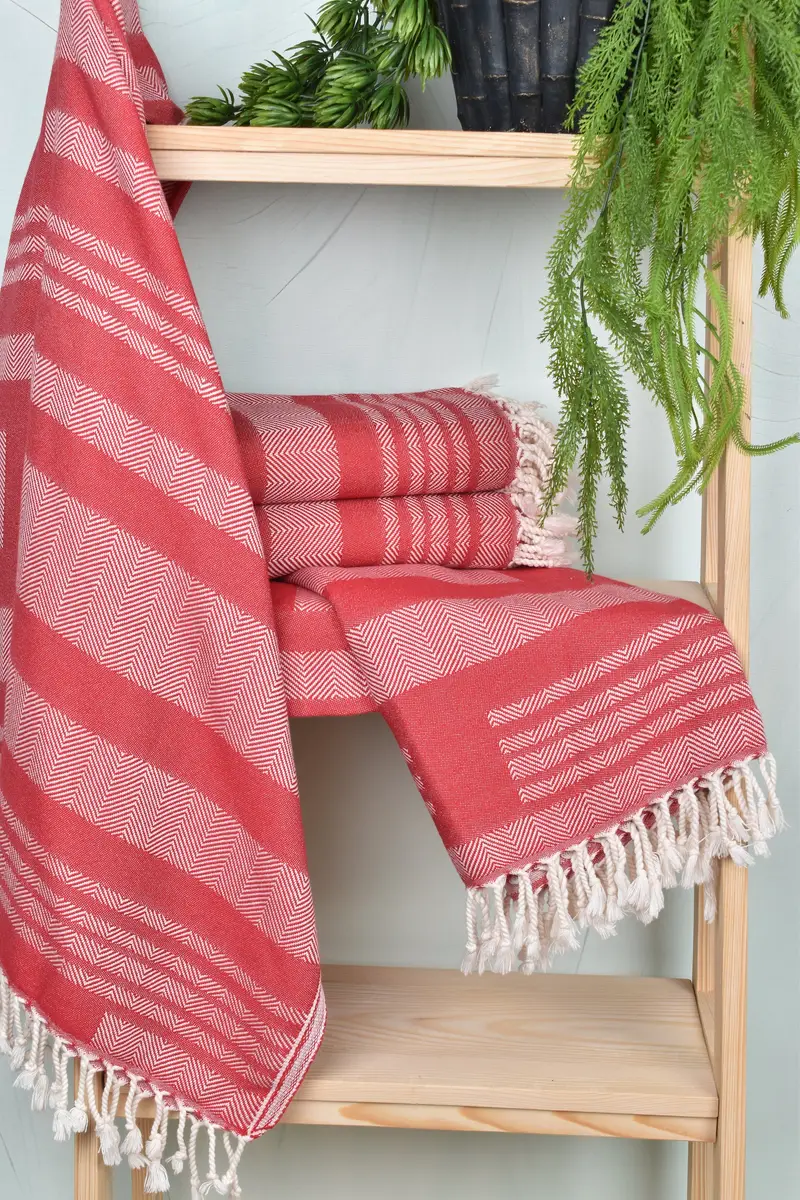 Embroidered Towel, Employee Gifts, 68x38 Cotton Chevron Towel, Luxury towel, Traditional Turkish peshtemal for hammam, Personalized Gift - 6