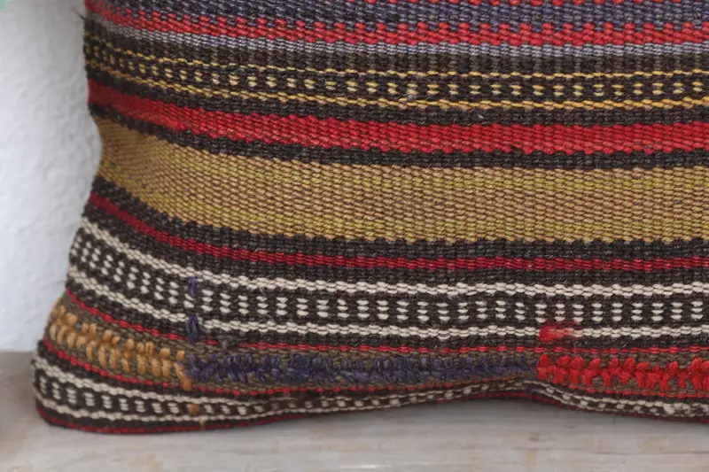 Boho Pillow, Throw Kilim Pillow, Bench Pillow, 12x12 Red Pillow, Bright Cushion, Turkish Pillow, Pillow Cover, Yoga Cushion Case - 3