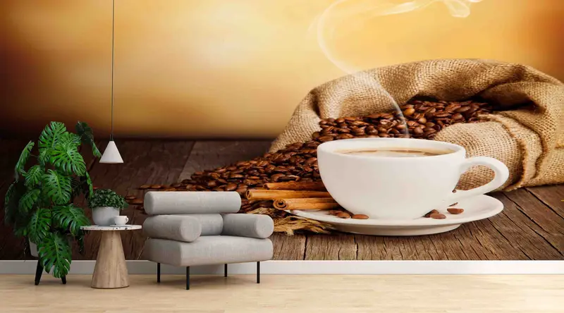 Baskılı Kahve Kahverengi Mutfak Duvar Kağıdı: Kişiye Özel Kahve Sevgilisine Hediye