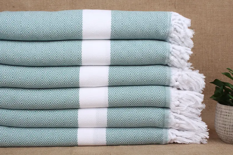 Toalla de playa con monograma, personalizada, diamante verde petróleo, 40 x 71 pulgadas