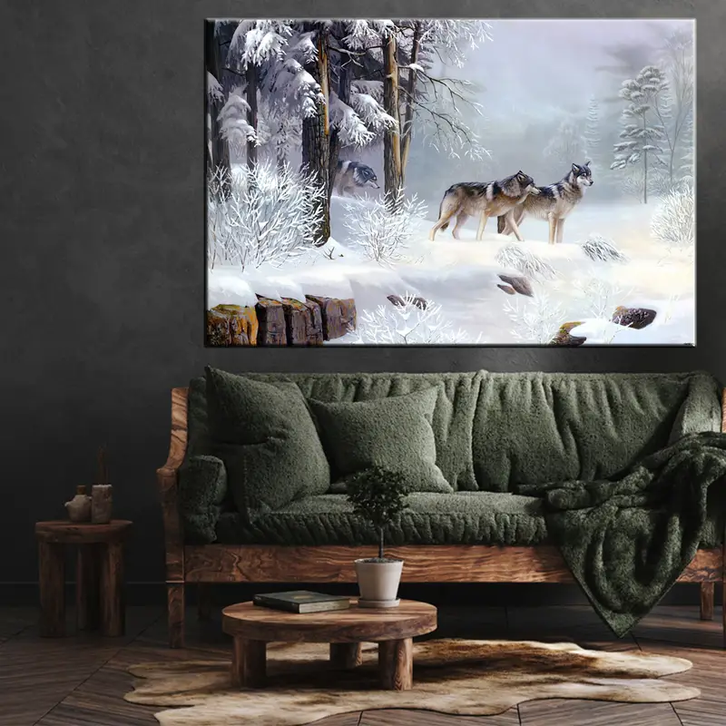 Wolf Wall Art Canvas, Wolf Canvas, Wolf Wall Art, Animals Wall Art, Animals Canvas, Winter Landscapes, Winter Wall Art, Wall Art Canvas, - 5