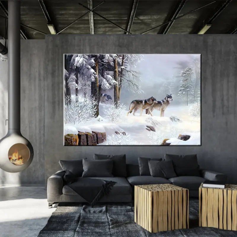 Wolf Wall Art Canvas, Wolf Canvas, Wolf Wall Art, Animals Wall Art, Animals Canvas, Winter Landscapes, Winter Wall Art, Wall Art Canvas, - 2