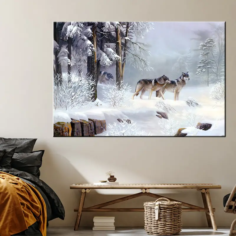 Wolf Wall Art Canvas, Wolf Canvas, Wolf Wall Art, Animals Wall Art, Animals Canvas, Winter Landscapes, Winter Wall Art, Wall Art Canvas, - 4
