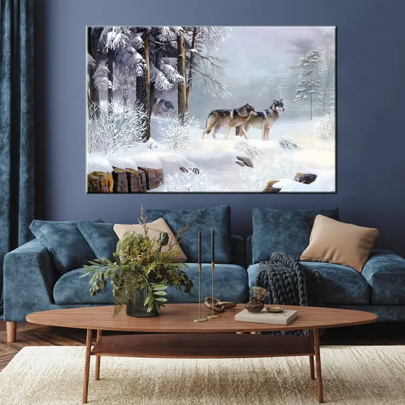 Wolf Wall Art Canvas, Wolf Canvas, Wolf Wall Art, Animals Wall Art, Animals Canvas, Winter Landscapes, Winter Wall Art, Wall Art Canvas, - 3
