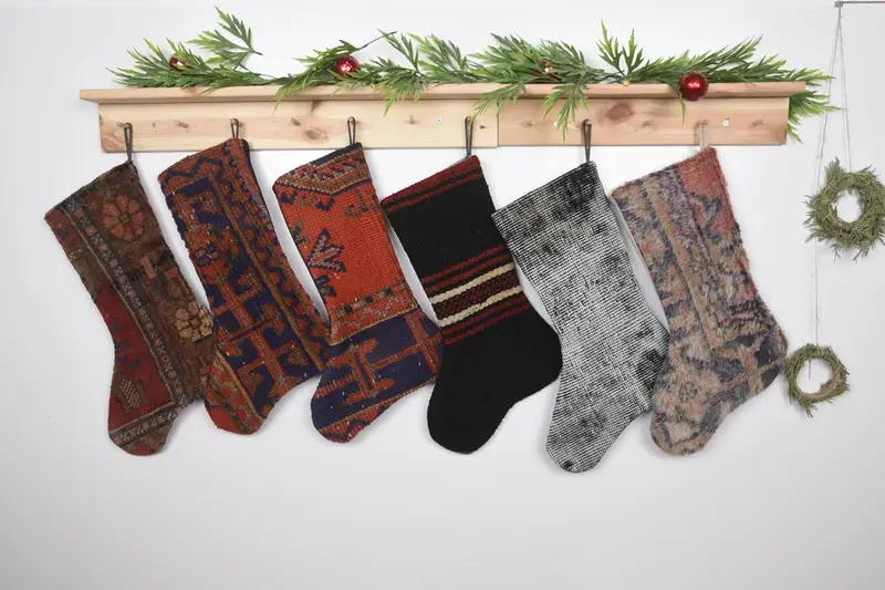 Beiger Weihnachtsschmuck-Strumpf, festliche Weihnachtsdekoration