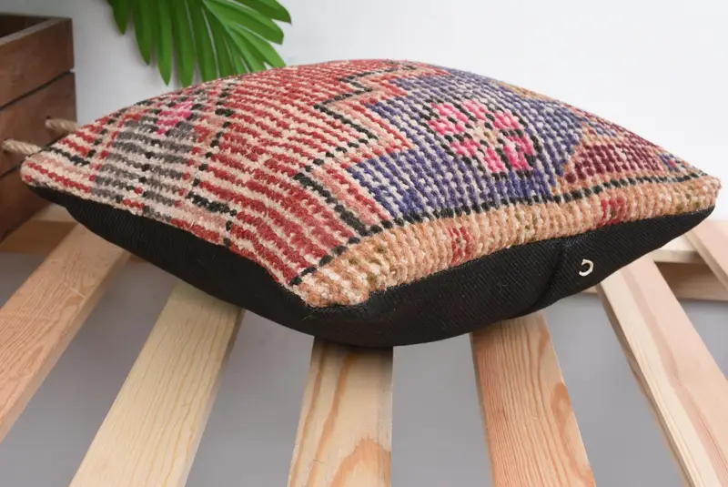 Patio Cushion Cover, Cushion, 12x12 Red Cushion Case, Boho Pillow Sham Cover, Kilim Cushion Sham, Outdoor Bolster Cushion Cover, Turkish Pillow - 6