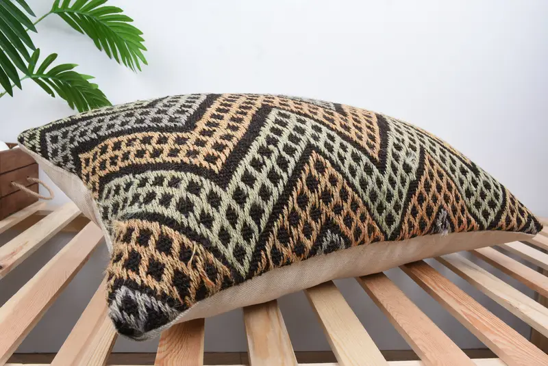 Turkish Kilim Pillow, Gift Pillow, Nomadic Pillow Sham, Office Chair Pillow Cover, 20x28 Brown Cushion Case, Cushion Cover, Home Decor Pillow - 6