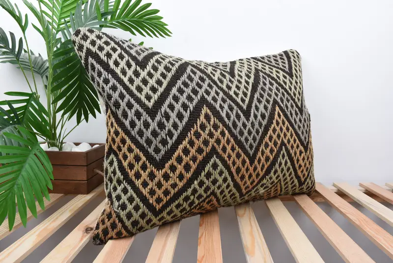 Turkish Kilim Pillow, Gift Pillow, Nomadic Pillow Sham, Office Chair Pillow Cover, 20x28 Brown Cushion Case, Cushion Cover, Home Decor Pillow - 4