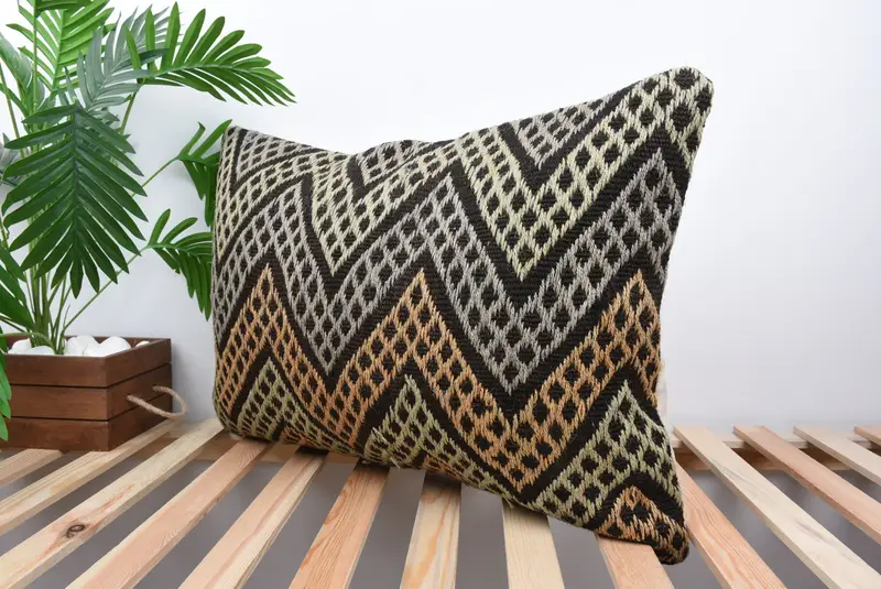 Turkish Kilim Pillow, Gift Pillow, Nomadic Pillow Sham, Office Chair Pillow Cover, 20x28 Brown Cushion Case, Cushion Cover, Home Decor Pillow - 5