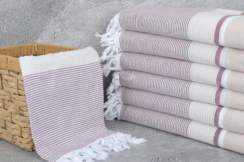 68x40 Cotton Striped Towel, Lightweight Turkish towel for beach, Quick-dry towel, Gift For Him, Valentines Day Gift For Him, Absorbent towel - 3