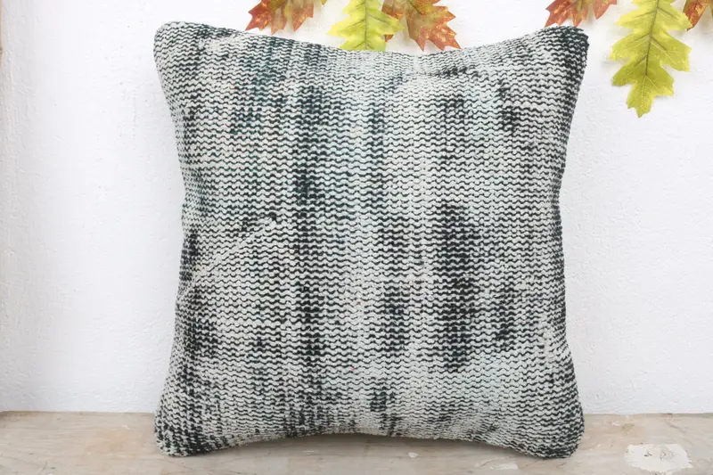 Ethnical Kilim Rug Pillow, Cushion Case, Vintage Pillow, Vintage Kilim Pillow Pillow Cover, 16x16 Brown Pillow Sham, Vintage Kilim Throw Pillow - 2