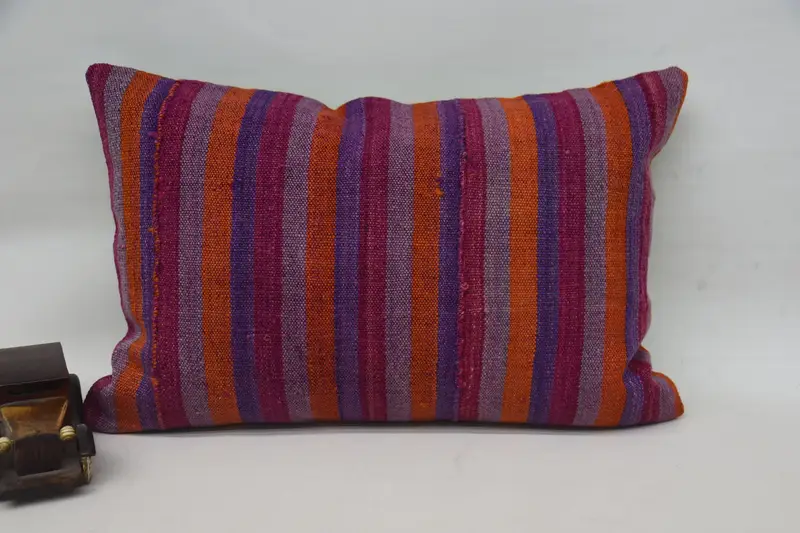 Hippie Throw Cushion Case, Vintage Kilim Throw Pillow, 16x24 Pink Cushion Case, Turkish Kilim Pillow, Kilim Pillow Cover, Pillow Case - 4