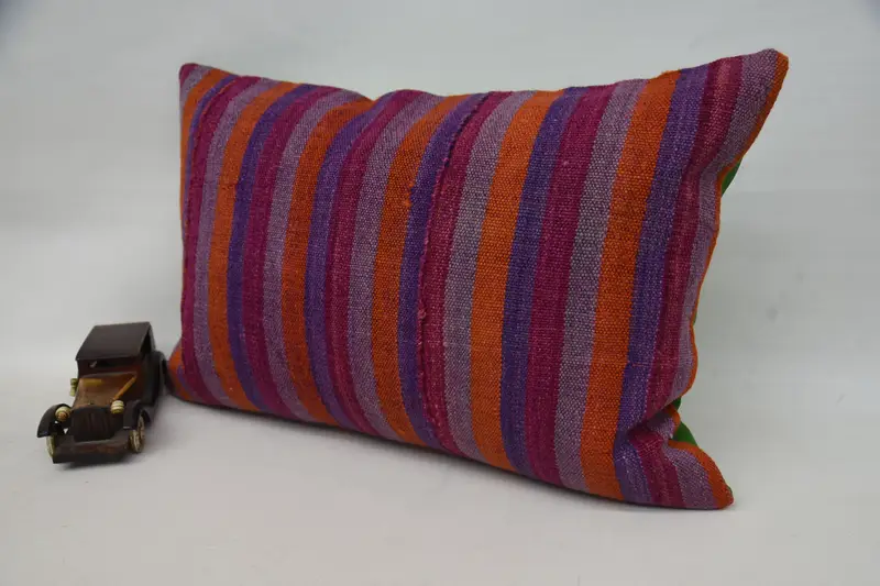 Hippie Throw Cushion Case, Vintage Kilim Throw Pillow, 16x24 Pink Cushion Case, Turkish Kilim Pillow, Kilim Pillow Cover, Pillow Case - 3