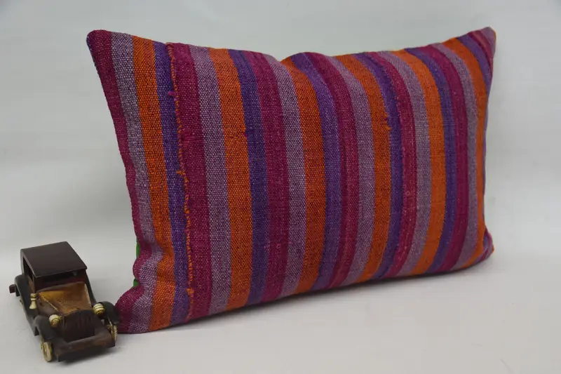 Hippie Throw Cushion Case, Vintage Kilim Throw Pillow, 16x24 Pink Cushion Case, Turkish Kilim Pillow, Kilim Pillow Cover, Pillow Case - 2