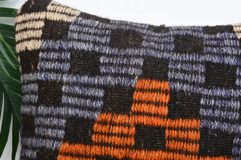 Almohada de diseñador de interiores, almohada simulada, caja de almohada auténtica, caja de almohada de naranja 14x14, almohada Kilim, almohada vintage - 2