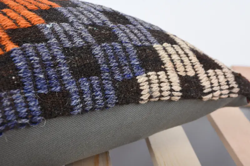 Almohada de diseñador de interiores, almohada simulada, caja de almohada auténtica, caja de almohada de naranja 14x14, almohada Kilim, almohada vintage - 7