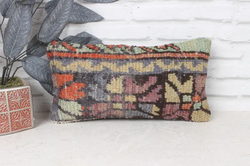 Pet Cushion Cover, 8x16 Blue Cushion, Turkish Kilim Pillow, Home Decor Pillow, Toss Cushion, Antique Pillows, Cushion Cover - 1