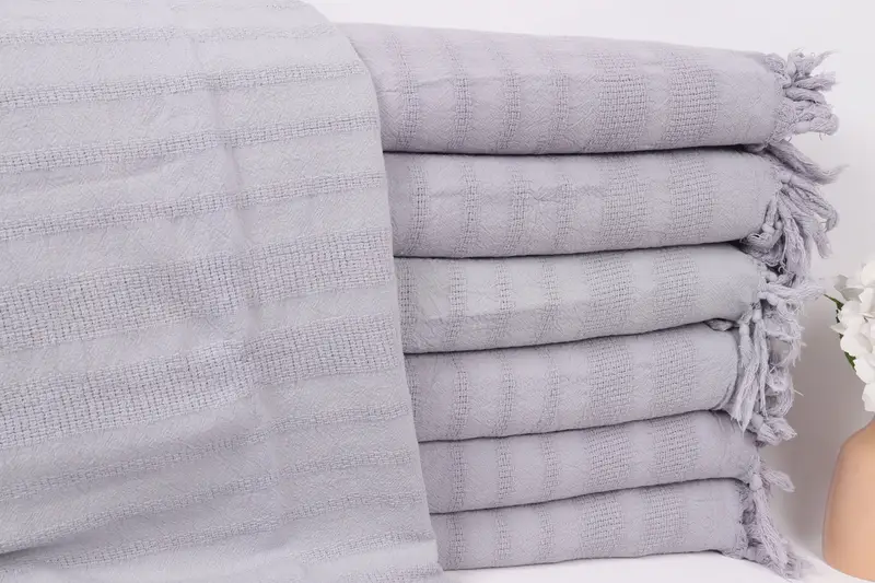Housewarming Gift, 96x68 Cotton Stonewashed Striped Towel, Shower Curtain, Personalized Gifts, Couch Throw Blanket, Custom Wedding Gifts - 1