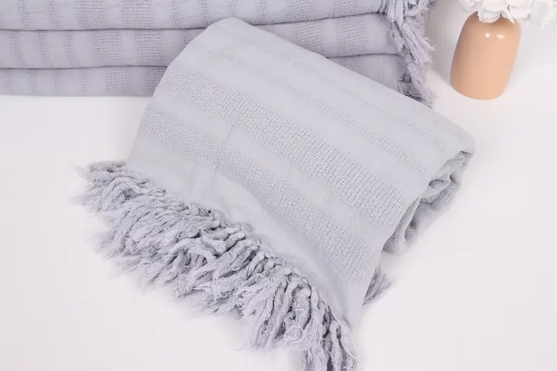 Housewarming Gift, 96x68 Cotton Stonewashed Striped Towel, Shower Curtain, Personalized Gifts, Couch Throw Blanket, Custom Wedding Gifts - 4