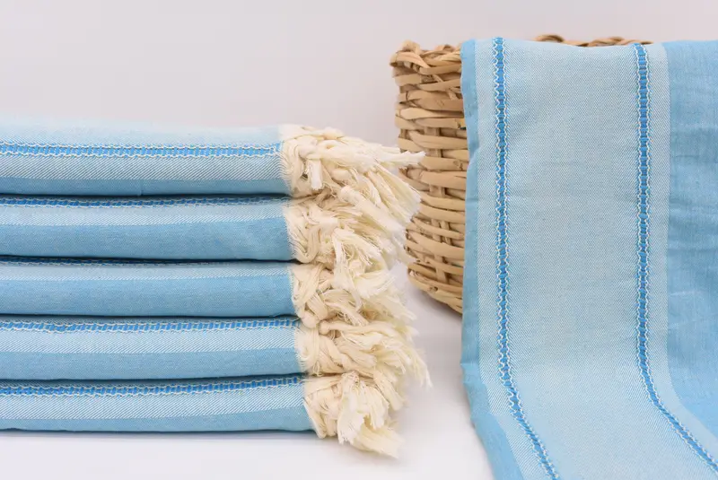 Turquoise Striped Organic Cotton Beach Towel, Personalized, 67x40 Inches