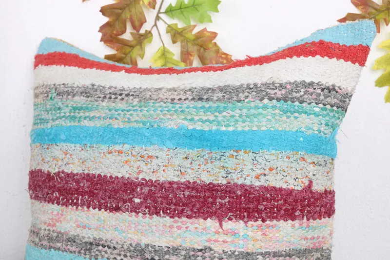 Handmade Rug Seat Pillow Case, Vintage Kilim Throw Pillow, 20x20 Pink Cushion Case, Throw Kilim Pillow, Cushion, Vintage Pillow - 5