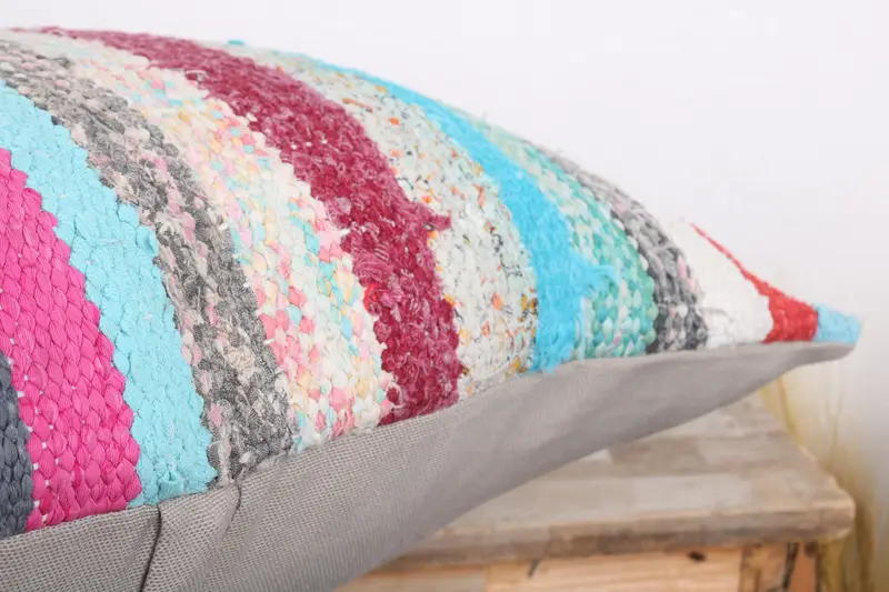 Handmade Rug Seat Pillow Case, Vintage Kilim Throw Pillow, 20x20 Pink Cushion Case, Throw Kilim Pillow, Cushion, Vintage Pillow - 6