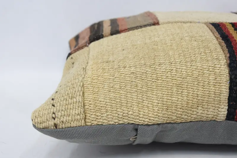 Pillow Cover, Vintage Pillow, Floor Pillow Sham, 14x14 Beige Pillow, Kilim Cushion Sham, Turkish Pillow, Vintage Kilim Pillow Cushion Case - 5