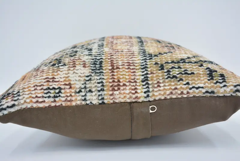 Floor Pillow Cover, Sustainable Cushion, Ethnical Kilim Rug Pillow, 14x14 Beige Pillow Cover, Cushion Cover, Kilim Pillow Cover, Gift Pillow - 5